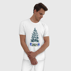 Пижама хлопковая мужская С Новым Годом, цвет: белый — фото 2