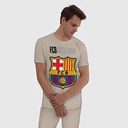Пижама хлопковая мужская Barcelona FC, цвет: миндальный — фото 2