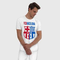 Пижама хлопковая мужская Barcelona FC, цвет: белый — фото 2