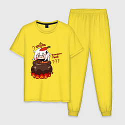 Пижама хлопковая мужская Genshin Impact Paimon food, цвет: желтый