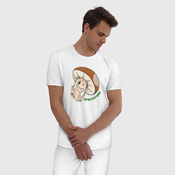Пижама хлопковая мужская Гриб Красавчик, цвет: белый — фото 2