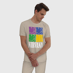 Пижама хлопковая мужская Nirvana, цвет: миндальный — фото 2
