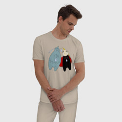 Пижама хлопковая мужская Стальной Алхимик, Ал и Эд, цвет: миндальный — фото 2