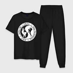Пижама хлопковая мужская MMA - yin yang, цвет: черный