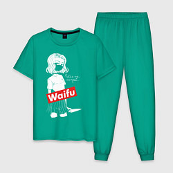 Пижама хлопковая мужская Waifu, цвет: зеленый