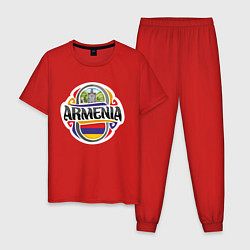 Пижама хлопковая мужская Армения, цвет: красный