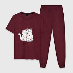 Пижама хлопковая мужская Merry Cat, цвет: меланж-бордовый