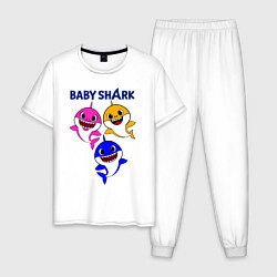 Пижама хлопковая мужская Baby Shark, цвет: белый