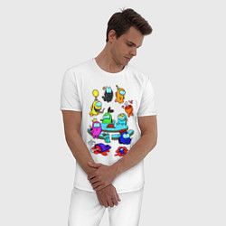 Пижама хлопковая мужская AMONG US, цвет: белый — фото 2