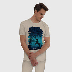 Пижама хлопковая мужская Конь, цвет: миндальный — фото 2