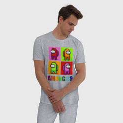 Пижама хлопковая мужская Among us rainbow, цвет: меланж — фото 2