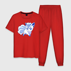 Пижама хлопковая мужская Снежный покемон, цвет: красный