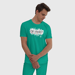 Пижама хлопковая мужская Friends Лого с гирляндой, цвет: зеленый — фото 2