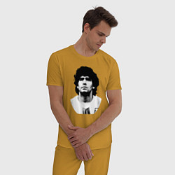 Пижама хлопковая мужская Диего Марадона, цвет: горчичный — фото 2
