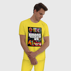 Пижама хлопковая мужская AMONG US GTA, цвет: желтый — фото 2