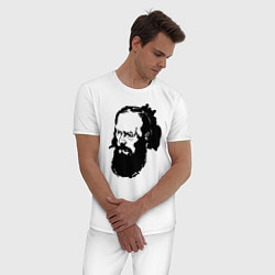 Пижама хлопковая мужская Достоевский, цвет: белый — фото 2