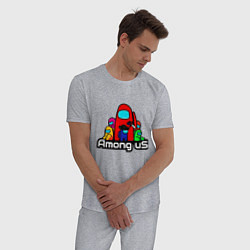 Пижама хлопковая мужская AMONG US, цвет: меланж — фото 2