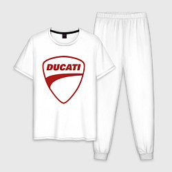 Пижама хлопковая мужская Ducati Logo Дукати Лого Z, цвет: белый