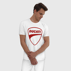 Пижама хлопковая мужская Ducati Logo Дукати Лого Z, цвет: белый — фото 2