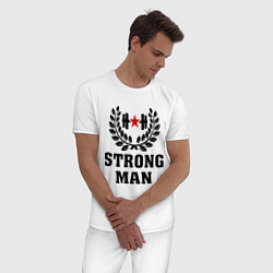 Пижама хлопковая мужская Strong man цвета белый — фото 2