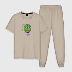 Пижама хлопковая мужская Pepe in the hoodie, цвет: миндальный