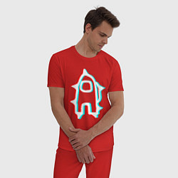 Пижама хлопковая мужская AMONG US NEON, цвет: красный — фото 2