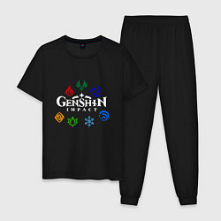 Пижама хлопковая мужская GENSHIN IMPACT, цвет: черный