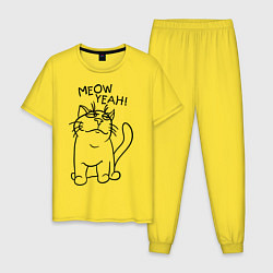 Пижама хлопковая мужская Meow yeah! цвета желтый — фото 1