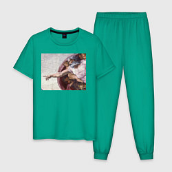 Пижама хлопковая мужская Искусство, цвет: зеленый
