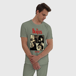Пижама хлопковая мужская The Beatles LET IT BE, цвет: авокадо — фото 2