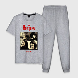 Пижама хлопковая мужская The Beatles LET IT BE, цвет: меланж