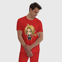 Пижама хлопковая мужская Стальной Алхимик, цвет: красный — фото 2