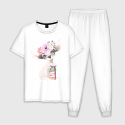 Пижама хлопковая мужская Собачка, цвет: белый