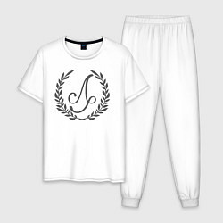 Пижама хлопковая мужская Монограмма с буквой Л, цвет: белый