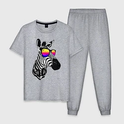 Пижама хлопковая мужская Зебра, цвет: меланж