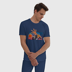 Пижама хлопковая мужская Моб Психо 100, цвет: тёмно-синий — фото 2