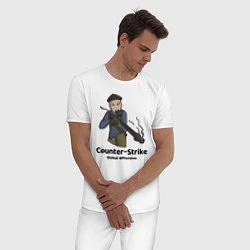 Пижама хлопковая мужская CS GO Снайпер, цвет: белый — фото 2