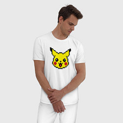 Пижама хлопковая мужская Пикачу Пиксель, цвет: белый — фото 2