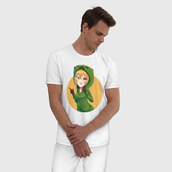 Пижама хлопковая мужская Девушка крипер, цвет: белый — фото 2