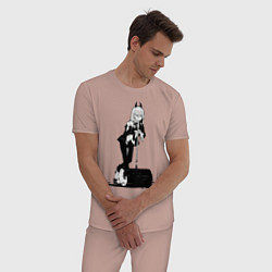 Пижама хлопковая мужская Человек бензопила Пауэр, цвет: пыльно-розовый — фото 2