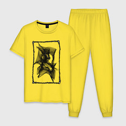 Пижама хлопковая мужская Абстракция - Черная сеть, цвет: желтый