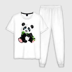 Пижама хлопковая мужская Животные, цвет: белый