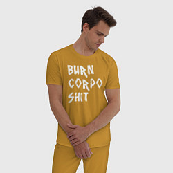 Пижама хлопковая мужская BURN CORPO SHIT, цвет: горчичный — фото 2