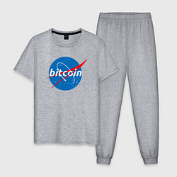 Пижама хлопковая мужская БИТКОИН НАСА BITCOIN NASA, цвет: меланж