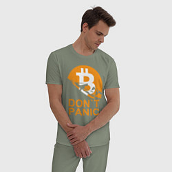 Пижама хлопковая мужская БИТКОИН НЕ ПАНИКУЕМ, цвет: авокадо — фото 2