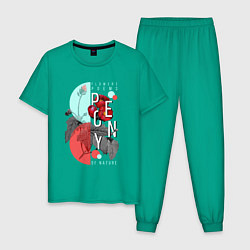 Пижама хлопковая мужская Peony, цвет: зеленый
