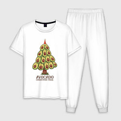 Пижама хлопковая мужская Avocado Christmas Tree, цвет: белый