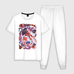 Пижама хлопковая мужская Медузы, цвет: белый