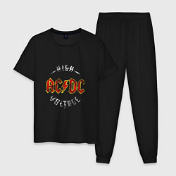 Пижама хлопковая мужская AC DC HIGH VOLTAGE, цвет: черный