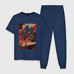 Пижама хлопковая мужская Мясник Ведьмак, цвет: тёмно-синий